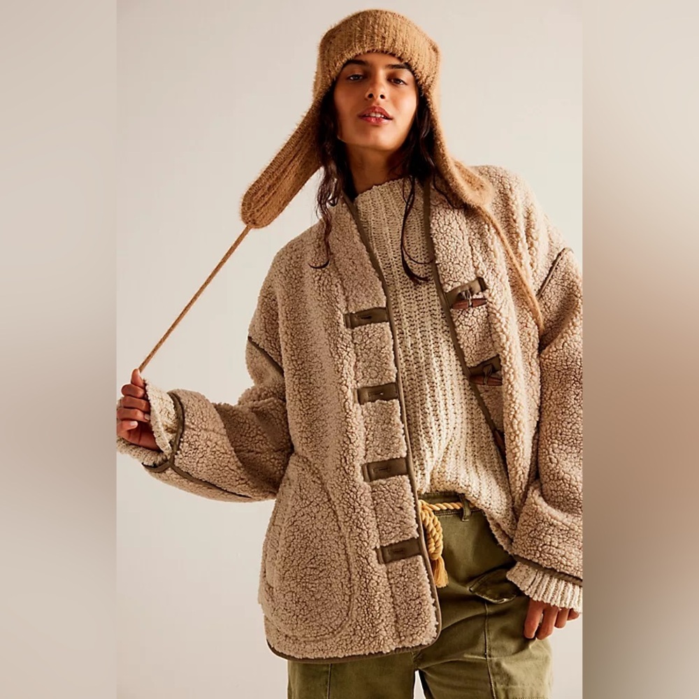 Free People Cream Teddy Jacket
